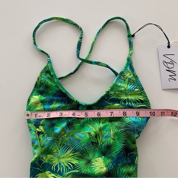 VDM Revolve Savannah Tropical Green One Piece Swimsuit Lace Up Back Bathing Suit - Picture 5 of 11